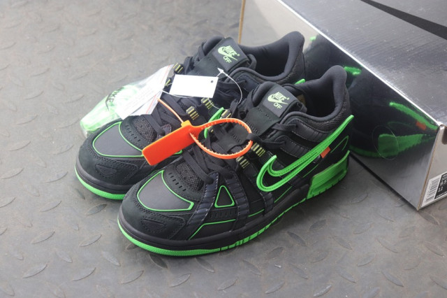 off white rubber dunk green strike