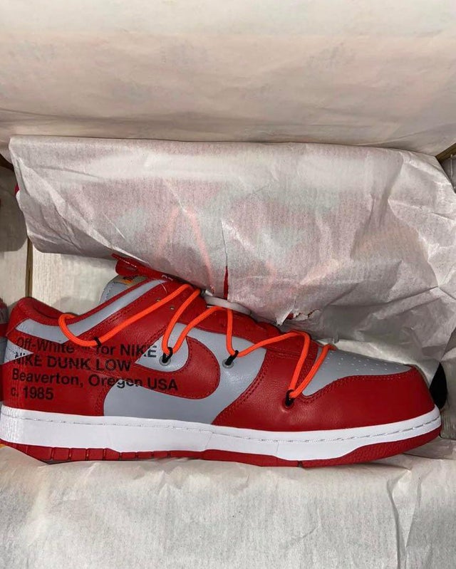 Off-White x Dunk Low 'University Red' - SneakerCool.com