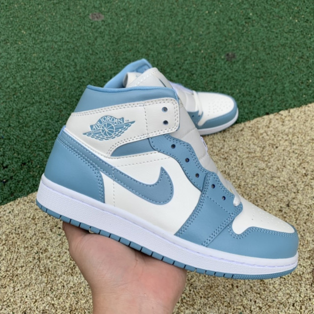 Wmns Air Jordan 1 Mid 'University Blue' - SneakerCool.com