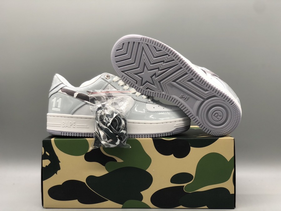 Bapesta Low 'Grey White' - SneakerCool.com