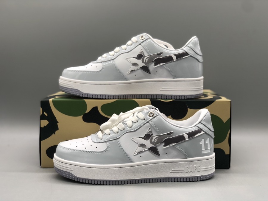 Bapesta Low 'Grey white' - SneakerCool.com