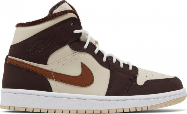 Wmns Air Jordan 1 Mid SE 'Cream Dark Chocolate' - SneakerCool.com