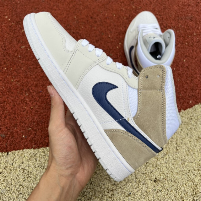 Air Jordan 1 Mid 'White Khaki Blue Void'