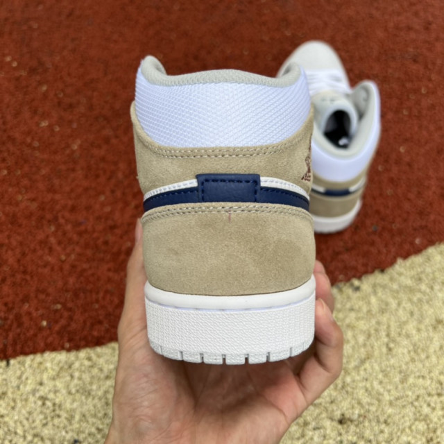 Air Jordan 1 Mid 'White Khaki Blue Void'
