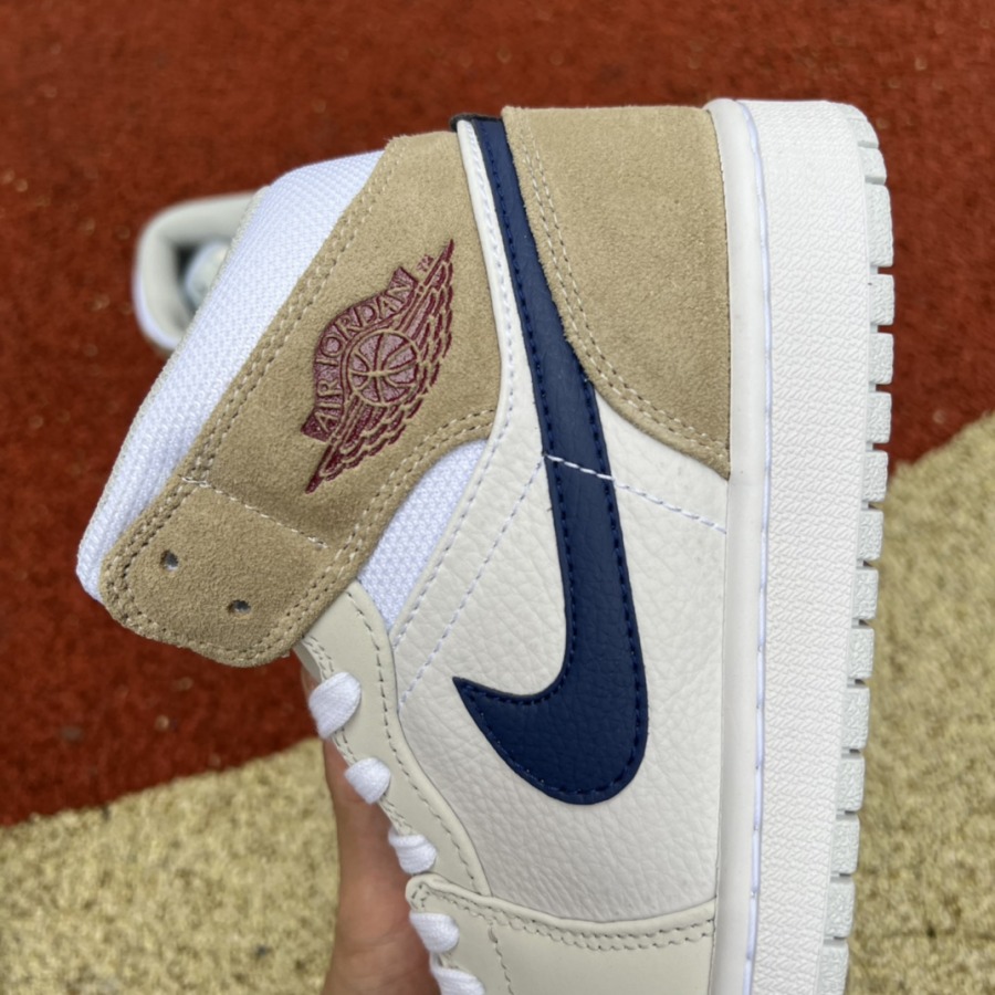 Air Jordan 1 Mid 'White Khaki Blue Void'