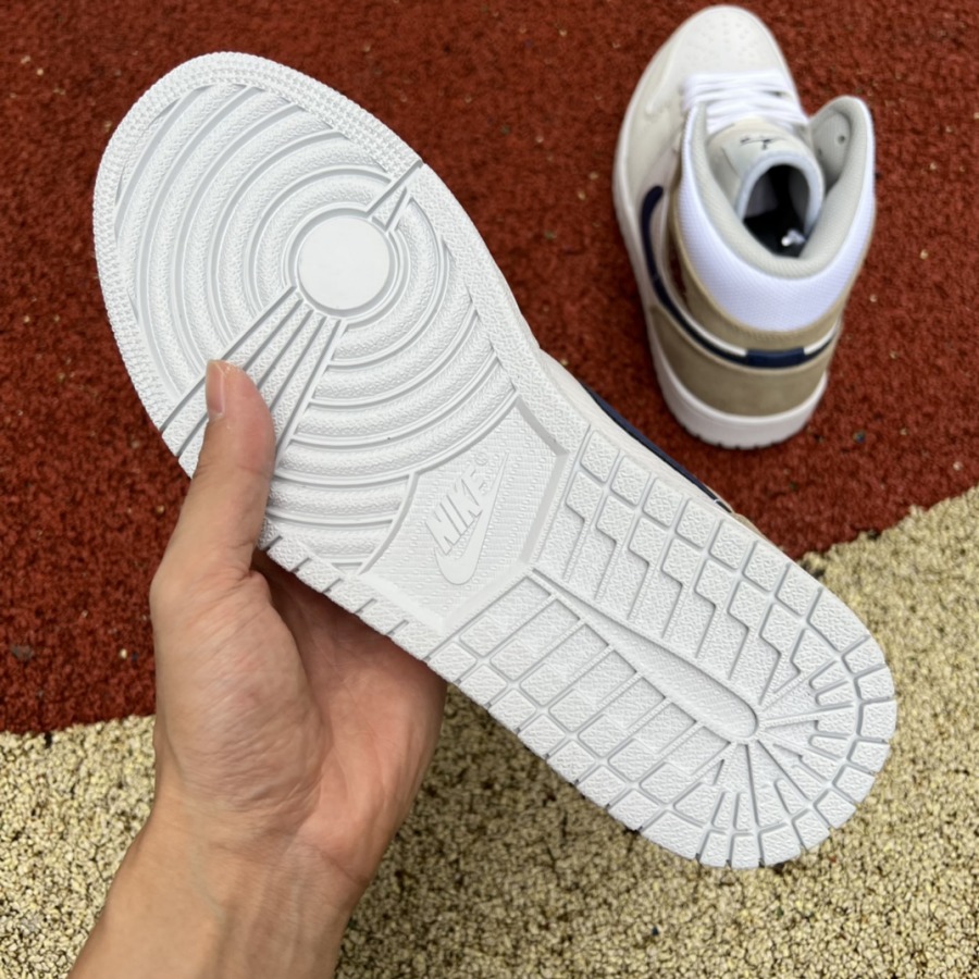 Air Jordan 1 Mid 'White Khaki Blue Void'