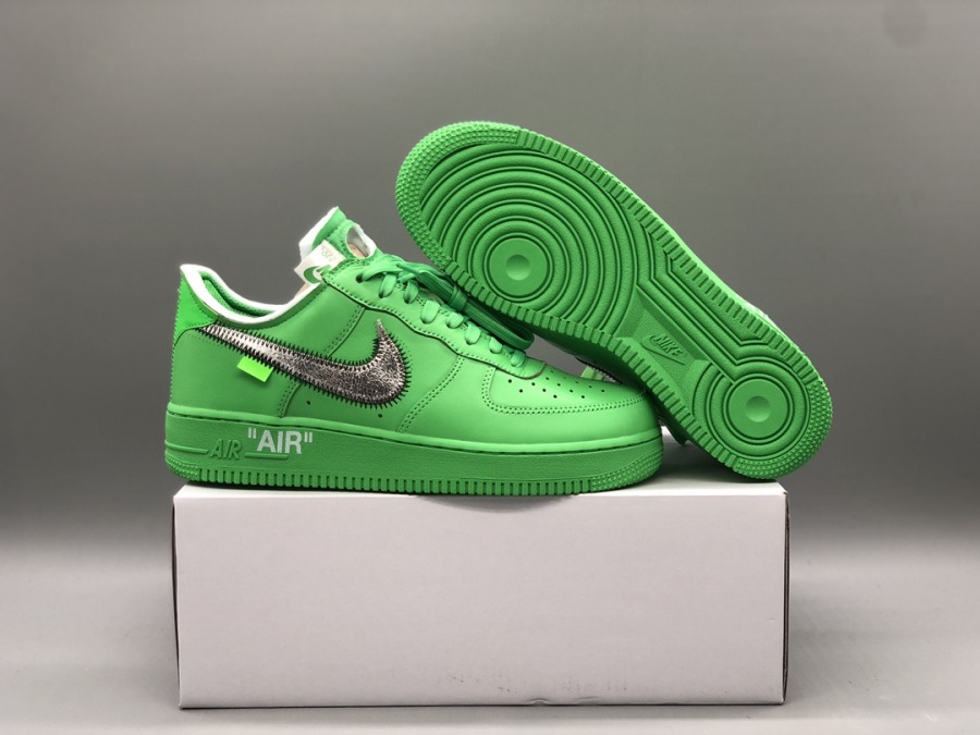 lime green nikes off white