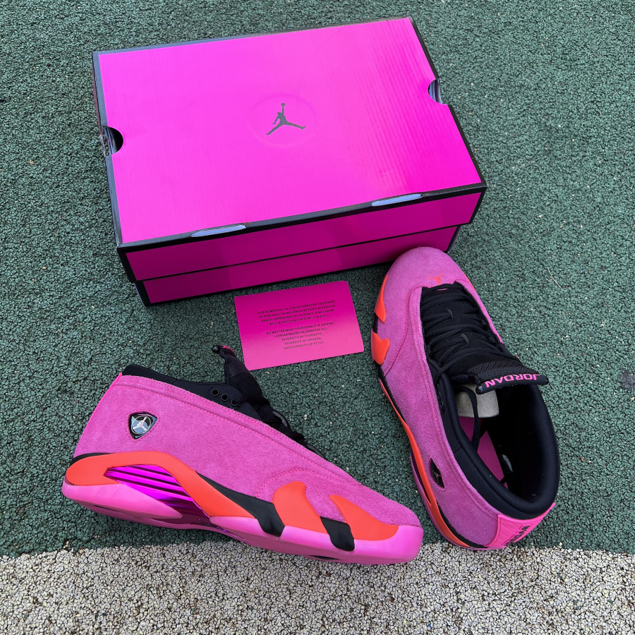 shocking pink jordan 14