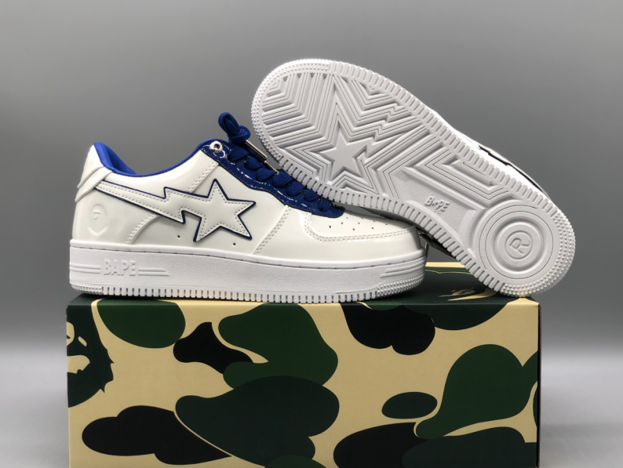 Bape Sk8 Sta Low 'White Navy' - SneakerCool.com