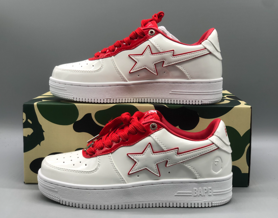 Bape Sk8 Sta Low 'White Red' - SneakerCool.com