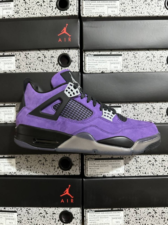 Travis Scott x Air Jordan 4 Retro 'Purple Suede - Black Midsole ...